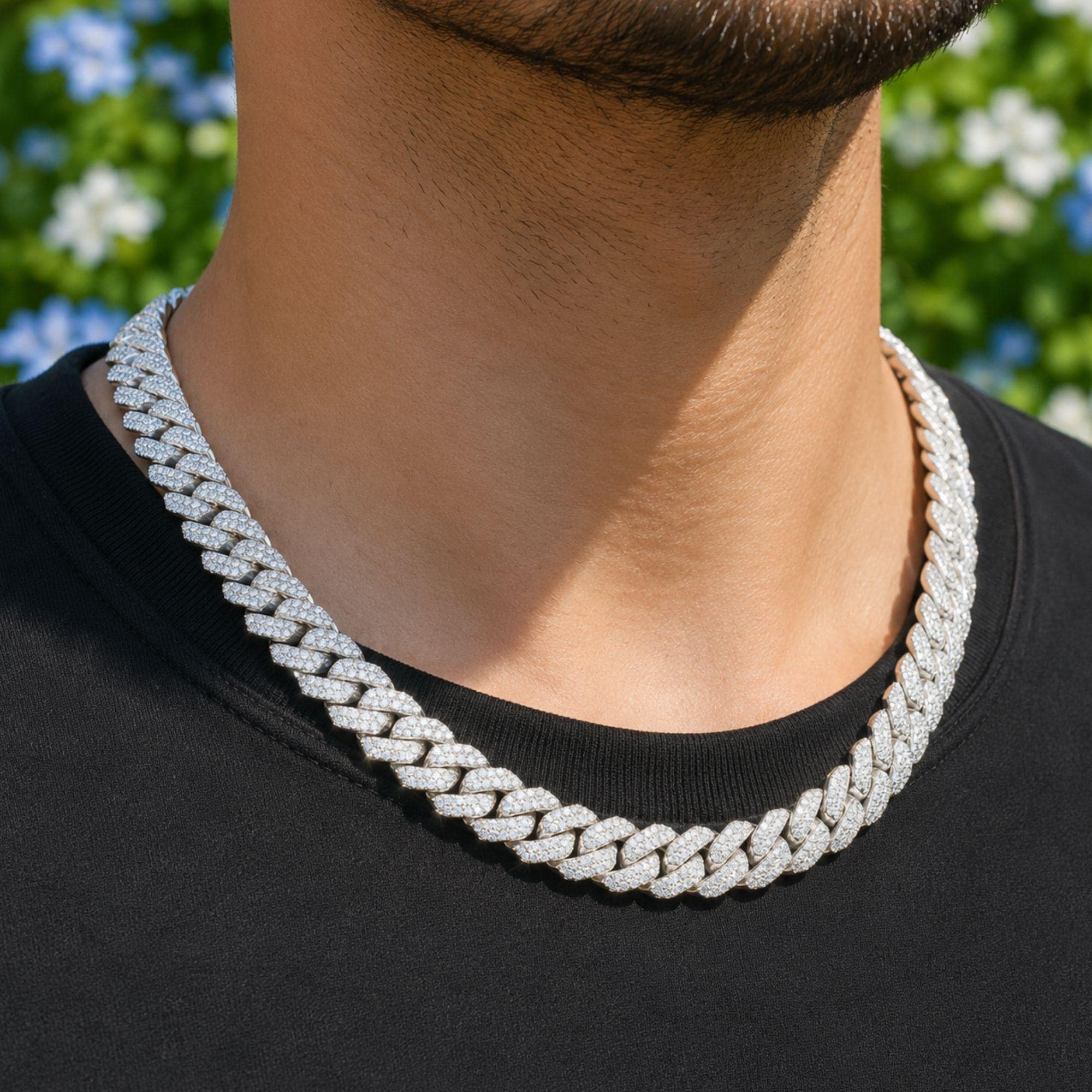 Lab Grown Diamond Cuban Link Necklace: Iced Out 925 Silver Unisex Chain