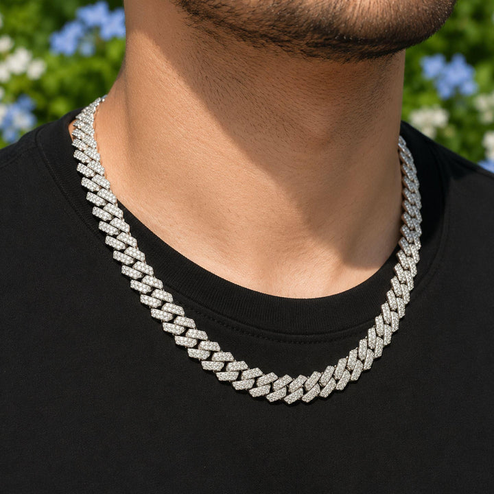Lab Grown Diamond Cuban Link Chain: Iced Out 925 Silver Hip Hop Necklace