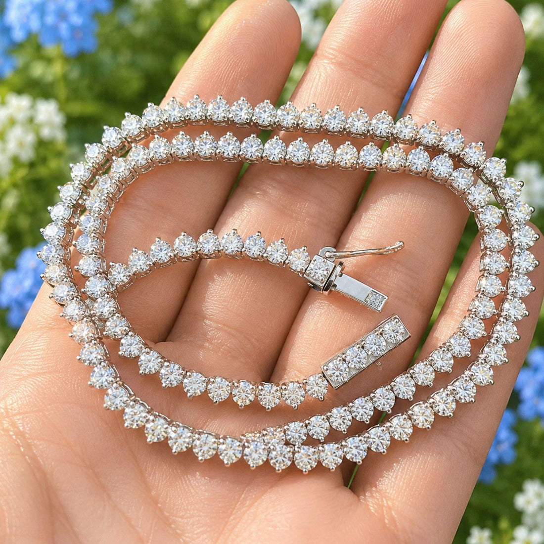 Lab Grown Diamond Tennis Necklace, Sterling Silver, Anniversary Gift