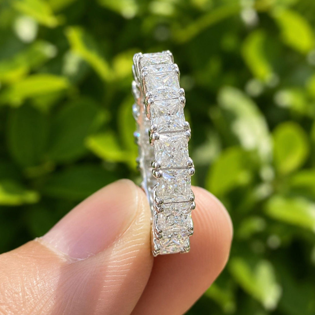 Princess Cut Lab Grown Diamond Eternity Band, 7.00 CTW IGLA Certified Wedding Ring, 14K Gold Platinum or Silver, Anniversary Gift for Her