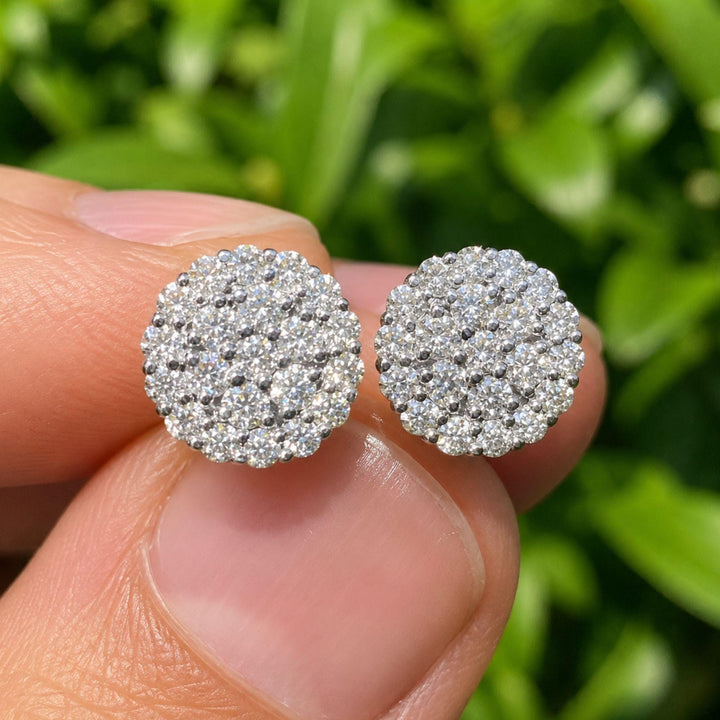 Moissanite Stud Earrings: Round Cut 14K White Gold Bridal Earrings