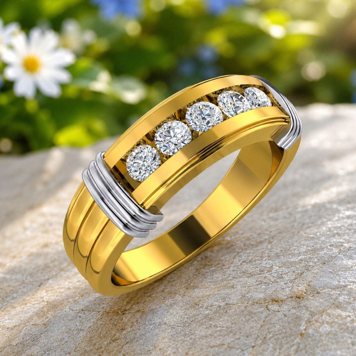 Men's Moissanite Eternity Band, 2.20CTW Iced Out VVS Wedding Ring, 14K Gold Plated Silver